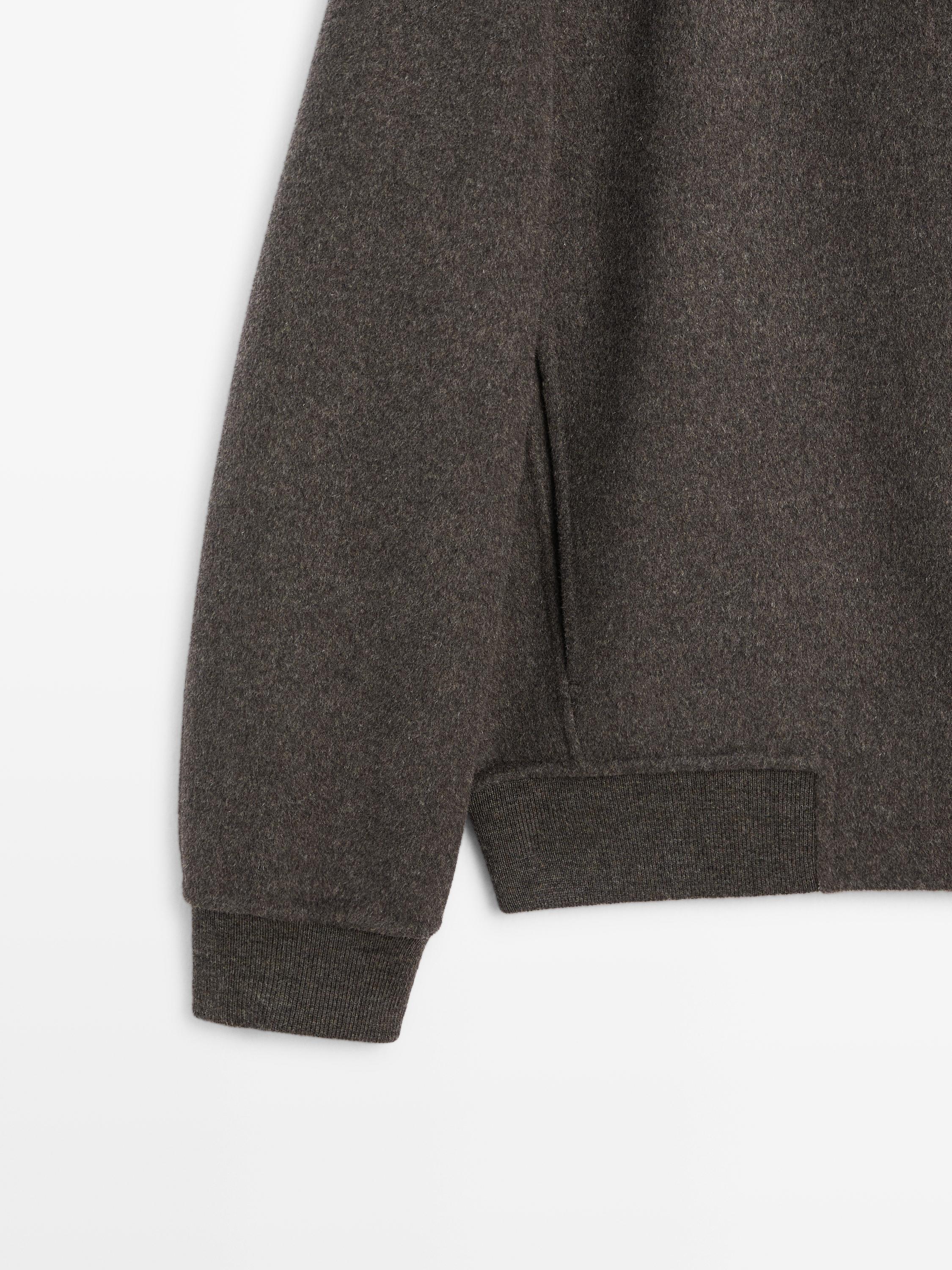 Veste double épaisseur à capuche en laine mélangée